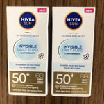 NIVEA  SUN IVISIBLE daily flud +antioxidants 50 + uva very high X2 Postage Free