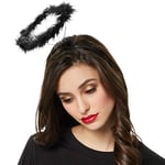 dressforfun 901031 Auréole Serre-Tête Halo Ange Plumes Fines Rayures Argentées Accessoire Déguisement – Diverses Couleurs (Noir | no.303427)