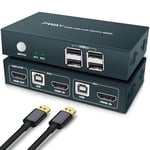 Kvm Switch Hdmi 2 Ports,4K@30Hz Usb2.0 Pour 2 Pc 1 Monitor Switch,Commutateur Kvm Interrupteur À Bouton,Kvm Switches Avec 2 Câbles Hdmi Et 2 Câbles Usb,Adaptation Automatique Des Edid