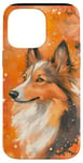 Coque pour iPhone 14 Pro Max Orange Aquarelle Floral Merle Shetland Sheepdog Art