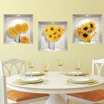 Stickers adhésifs 3D | Sticker Mural Autocollant effet 3D fleurs variétés de tournesols - Stickers muraux Chambre Adulte - Stickers muraux 3D - Déco Salon - Autocollants muraux Trompe l'oeil | 30x90cm