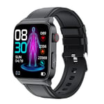 Ny E500 Blodsocker Smart Watch EKG-övervakning Blodtryck Kroppstemperatur Smartwatch Herr Ip68 Vattentät Fitness Tracker - Smart Watches Black leather