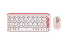 Logitech POP Icon Combo - sats med tangentbord och mus - QWERTY - USA, internationellt - rosa, offwhite Inmatningsenhet