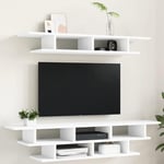 Tv-møbel til væg konstrueret træ hvid