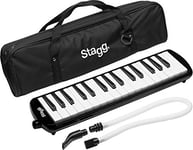 Stagg Melodica 32 Keys, Pianica, 2 Mouthpieces Included with Carry Bag, Black