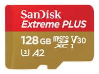 Sandisk Extreme Plus, 128 Gb, Microsdxc, Klass 10, 200 Mb/S, 90 Mb/S, Class 3 (U3)