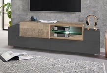 Dmora - Meuble TV Pablo, Buffet Bas de Salon, Base pour Meuble TV, 100% Made in Italy, 160x45h51 cm, Anthracite et Érable