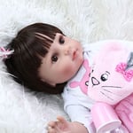 48CM Populaire très Doux Flexible Complet du Corps en Silicone Bebe poupée Reborn bébé Fille en Robe de Lapin Rose Doux Visage câlin bébé pour Enfant de 3 Ans et Plus Jouets