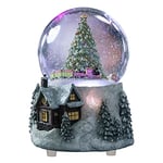 Juniland Boule à Neige en Forme de Sapin de Noël et Train tournant Automatique - Changement de Couleur - Effet de lumière - 10,2 cm - Joue O - Arbre de Noël (Arbre de Noël et Train)