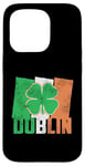 iPhone 15 Pro Shamrock Clover On Vintage Irish Flag Dublin Ireland Pride Case