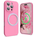 SURPHY Magnetic Design for iPhone 16 Pro Max Case, Liquid Silicone Protection for Each Lens Shockproof Gel Rubber Phone Case for iPhone 16 Pro Max 6.9 inch 2024, Pink