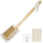 Body Brush Back Scrubber with Natural Soft & Stiff Bristles Loofah - Anti Slip Long Handle Bath Brush for Shower & Bath Use for Wet or Dry Brushing Exfoliating Washing Massage Bathing