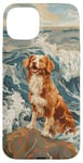 Coque pour iPhone 15 Plus Nova Scotia Toller Dog Mom Dad Kanagawa Art Beach