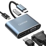 USB C to HDMI VGA Adapter, 4 In 1 USB C Hub with 4K HDMI/VGA/PD 100W/USB 3.0, VGA to USB Type-C Adapter for MacBook Pro/Air, Samsung, Dell, HP, Chrome, Pixel, Nintendo, etc