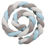 Tolletour - Tour de Lit Coussin Serpent Coussin Tressé Pare-chocs Velours Protection Bébé 2M Gris Blanc Bleu