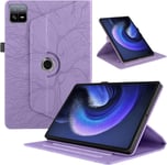 Tablette Coque Pour Xiaomi Pad 6/Pad 6 Pro 11"" 2023 Pu Cuir 360°Rotatif Multi-Angle Stand Flip Cover Arbre De Vie Rotating Étui Housse Protection Tablette Cover,Violette(Q1222)