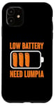 Coque pour iPhone 11 Batterie faible nécessitant un design lumpia pour un amateur de lumpia