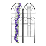 relaxdays Treillis de Jardin, métal, Lot de 2, Espalier Plantes grimpantes, à Planter, clôture, 184 x 54 cm, Noir