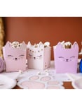 3 stk Lys Rosa Katte Snack/Popcornbeger med Gullfolierte Detaljer 10x14 - Kitty Party