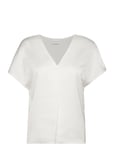 Viellette V-Neck S/S Satin Top - Noos Tops T-shirts & Tops Short-sleeved White Vila