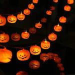 Halloween pumpa ljusslinga, pumpa ljusslinga, batteridriven, 30 LED ljusslinga, utomhus Halloween dekoration med fjärrkontroll, 8 lägen för