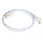 CAT-7 - Ethernet/Nätverk Kabel Platt/flat - RJ45 stik - 10 Gbps - 1 Meter - Vit