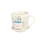 lachineuse - Tasse en Porcelaine - Collection Let's Talk Over Coffee - Design Nippon Chat Pêcheur - Idéale Boissons Chaudes - Avec Anse et Couvercle-Support - Idée Cadeau Japon, Asie