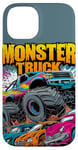 iPhone 14 Monster Truck Crushing Cars Art for Monster Truck Lovers Case