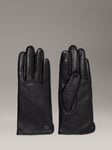 Calvin Klein Metal Logo Leather Gloves, Ck Black