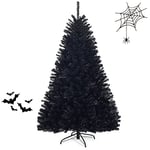 RELAX4LIFE Sapin de Noël Noir en PVC 180/230CM avec Support en Fer pour Fête Noël/Halloween, Arbre de Noël Automatique 1036/1258 Branches pour Décorations dans Maison, Bureau, Magasin (180cm)