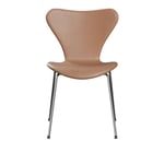 Fritz Hansen - 3107 Sjuan - Helklädd, Läder, Rustik - Matstolar - designer_arne_jacobsen - Beige - Läder/Metall/Trä