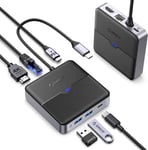 Hub USB C 6 en 1 Station d'accueil avec Ethernet 2.5 Gbps, HDMI 4K@60Hz, PD 100W, 5Gbps USB C 3.0, 2 Ports USB A 3.0, Type C Multiport Docking Station pour MacBook Air Pro M2 M1 iPad Dell HP