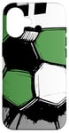 Coque pour iPhone 16 Maillot de football pour homme Motif éclaboussures Vert et noir