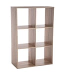 Meuble Etagère 6 cases de rangement effet bois naturel H 100.5 cm