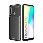 Huawei Y6p - Gummi cover i Børstet Design - Sort