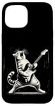 Coque pour iPhone 15 Guitare chat à bascule jouant hilarant Kitty Cat Guitarist