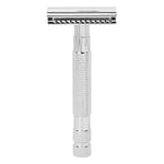 Men Safety Razor Professional Home Kampaamo Travel Kannettava metalliseos käsikäyttöinen parranajokone ilman terää hopea