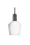 Sleek Opal Glass Schoolhouse Pendant Light, 5.5 Inch, White, Pewter Holder