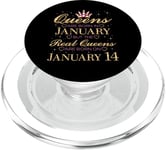 Real Queens Are Born On January 14, 14th Janvier Birthday PopSockets PopGrip pour MagSafe