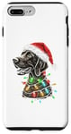 Coque pour iPhone 7 Plus/8 Plus Chapeau de Père Noël allemand à poil court Lumières de Noël Chien Maman Papa