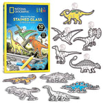 NATIONAL GEOGRAPHIC Kids Stained Glass Kit - Glow in the Dark Dinosaur Toys, Kids Arts and Crafts Set, Window Sun Catchers, Kids Activities, Kids Crafts Ages 4-8, Window Art Craft Kit, Suncatcher Kit