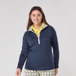 Swing Out Sister Women's Zip-Neck Top in Navy Blue and Sunshine Yellow