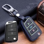 Car Key Cover Hand sewing Luminous Leather Key Bag Key Cover Case For VW Golf 7 mk7 Skoda Octavia A7 Polo Key Portection Car Accessories