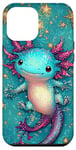 Coque pour iPhone 14 Plus Axolotl mignon bleu avec étoiles axolotls bleu