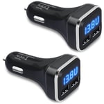 Tlily - 2X Chargeur de Voiture Volt Meter Moniteur Batterie avec Affichage led Tension et AmpèRes, pour 11 / Xs, Galaxy S20 S10