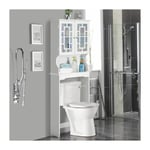Costway - Meuble Dessus Toilette 2 Portes/Meuble wc avec Etagère Réglable/Meuble Salle de Bain-60 x 20 x 169 cm Blanc