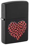 Zippo Briquet Tempête - Coeur - Chrome Satiné & Gravure Laser Bicolore - Rechargeable, Garanti à Vie, Flamme Ajustable - Boîte Cadeau - Métal - Fabriqué aux USA