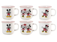 Set 6 Tasses Jumbo Accueil Mickey Et Minnie Noël 440cc en Porcelaine