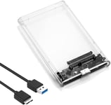 Boîtier de Disque Dur Externe SATA 2,5"",USB 3.0 Boîtier Externe pour Disque Dur Externe 2.5'' SATA HDD SSD 5Gbps UASP,7mm 9.5mm,sans Outil,Transparent(Q872)