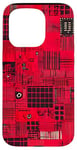 Coque pour iPhone 15 Pro Carte mère vintage à carreaux rouge